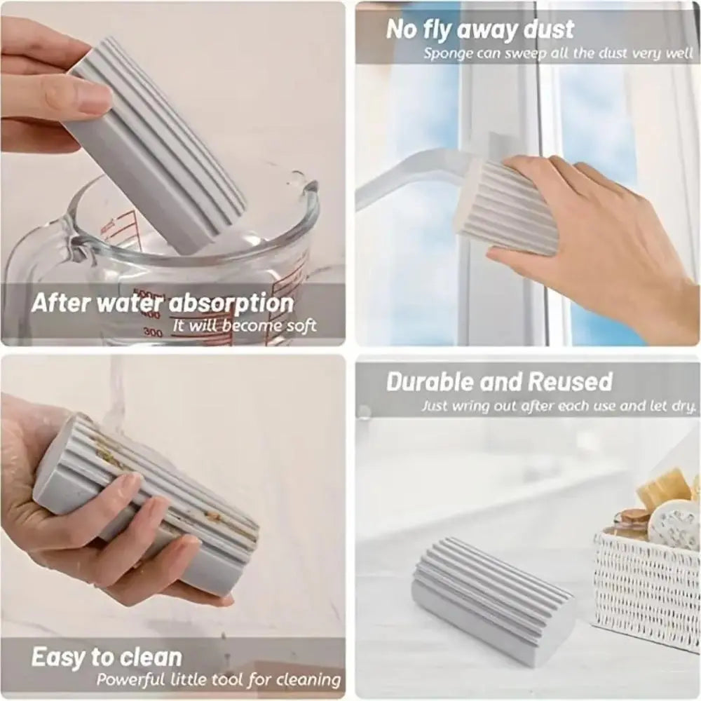 Damp Duster Set, 2 Counts Magic Dust Cleaning Sponge, Cleaning Pads for Baseboard, Blind, Tiled, Furniture, Couches, Vent, Grill, Screen, Cleaning Tool, Cleaning Supplies, Bathroom Accessories