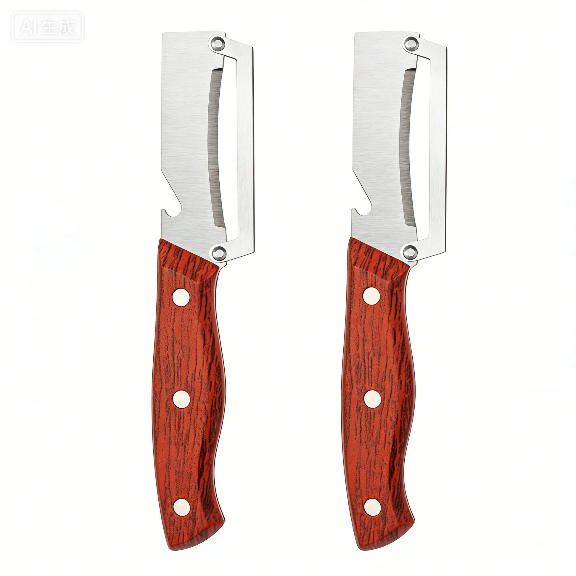 Stainless Steel Sharp Peeler with Wooden Non-Slip Ergonomic Handle, Built-In Bottle Opener, Long-Lasting Construction for Fruits & Vegetables, Essential Kitchen Tool