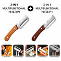 2 PCS Wood Handle Multifunction Kitchen Peeler – Peel, Slice, Scrape & Bottle Opener Tool