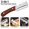 2 PCS Wood Handle Multifunction Kitchen Peeler – Peel, Slice, Scrape & Bottle Opener Tool
