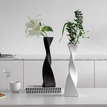 Minimalist Twisted Ceramic Vase Set