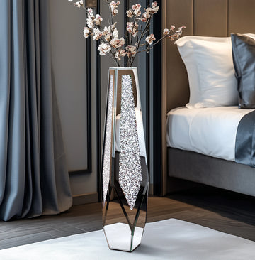 Tall Crushed Diamond Floor Vase