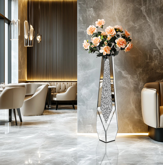 Tall Crushed Diamond Floor Vase