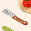 Stainless Steel Sharp Peeler with Wooden Non-Slip Ergonomic Handle, Built-In Bottle Opener, Long-Lasting Construction for Fruits & Vegetables, Essential Kitchen Tool