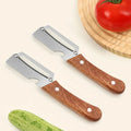 Stainless Steel Sharp Peeler with Wooden Non-Slip Ergonomic Handle, Built-In Bottle Opener, Long-Lasting Construction for Fruits & Vegetables, Essential Kitchen Tool