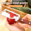 Stainless Steel Sharp Peeler with Wooden Non-Slip Ergonomic Handle, Built-In Bottle Opener, Long-Lasting Construction for Fruits & Vegetables, Essential Kitchen Tool