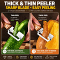 2 PCS Wood Handle Multifunction Kitchen Peeler – Peel, Slice, Scrape & Bottle Opener Tool
