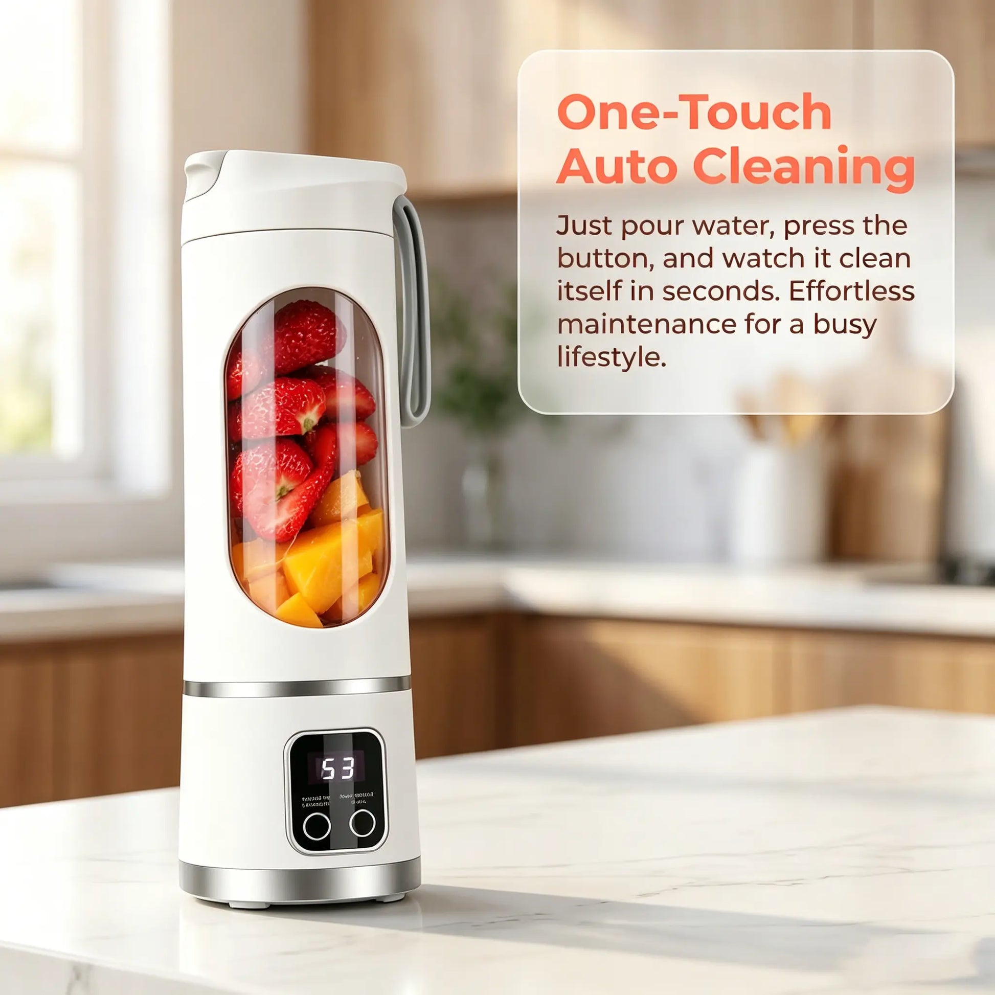 [Dealsforyoudays] Portable 15.22 Oz USB Rechargeable Personal Blender with LED Display, Durable Abs Material, Perfect for Smoothies & Juices, Home Kitchen Essential