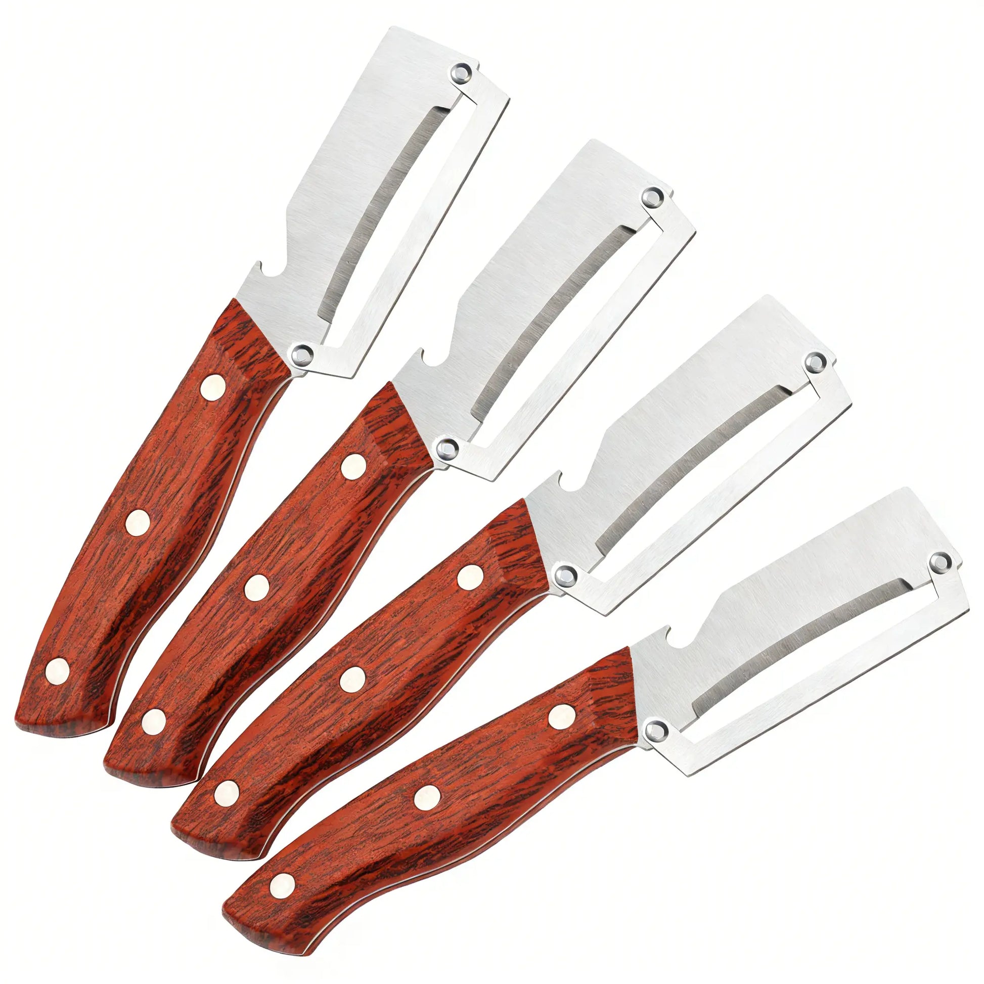Stainless Steel Sharp Peeler with Wooden Non-Slip Ergonomic Handle, Built-In Bottle Opener, Long-Lasting Construction for Fruits & Vegetables, Essential Kitchen Tool