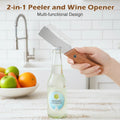 Stainless Steel Sharp Peeler with Wooden Non-Slip Ergonomic Handle, Built-In Bottle Opener, Long-Lasting Construction for Fruits & Vegetables, Essential Kitchen Tool