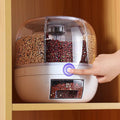 360 Degree Rotating Rice Dispenser Sealed Dry Cereal Grain Bucket Moisture Proof Kitchen Food Container Storage Box