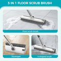 JOIORBOO 3-In-1 Floor Scrub Brush with Long Handle – Double-Sided Bristle & Squeegee for Bathroom, Shower & Kitchen